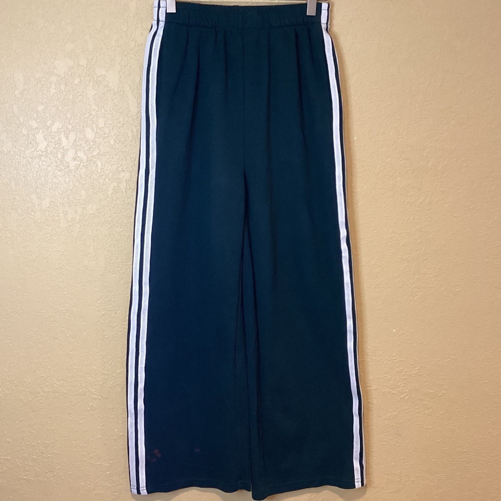 Commense Forrest Green Casual Striped Patchwork Pants, Ivory Stripes, size XS